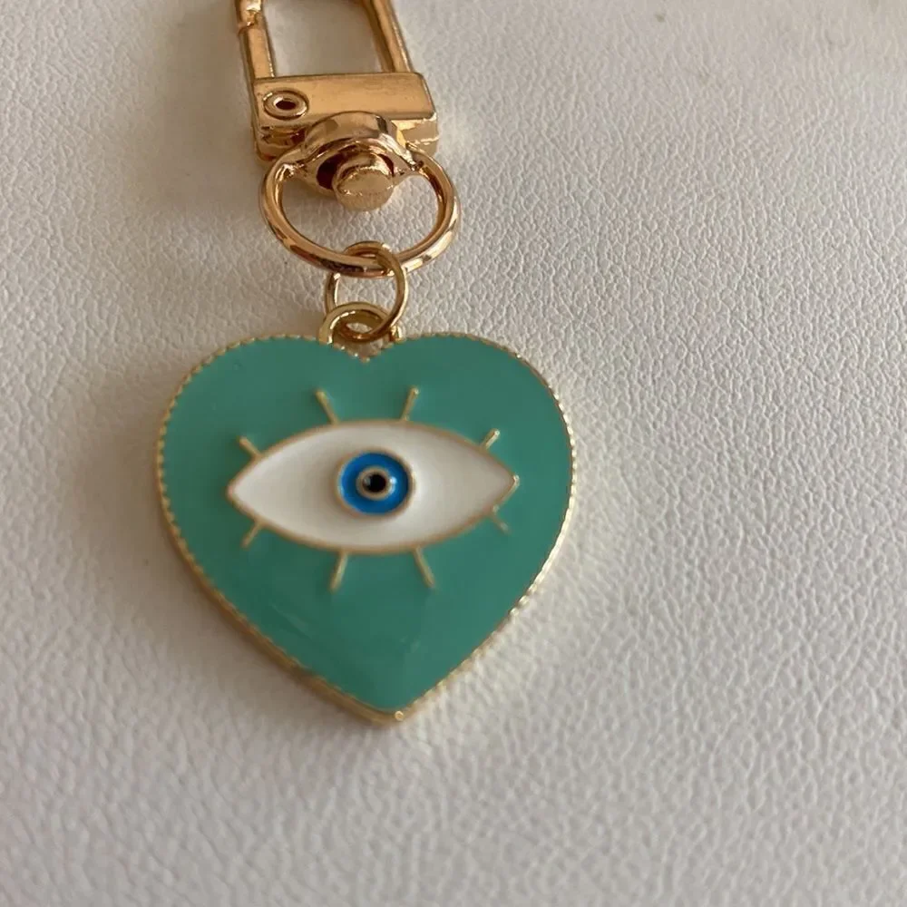 Fashion jewelry key holder Evil eye 🧿 enamel heart design